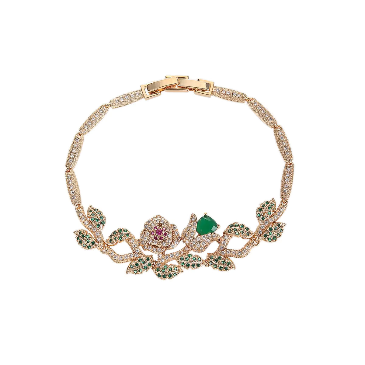 Gorgeous 4-color Cubic Zirconia Rose Bracelet with Classic Geometric Shape