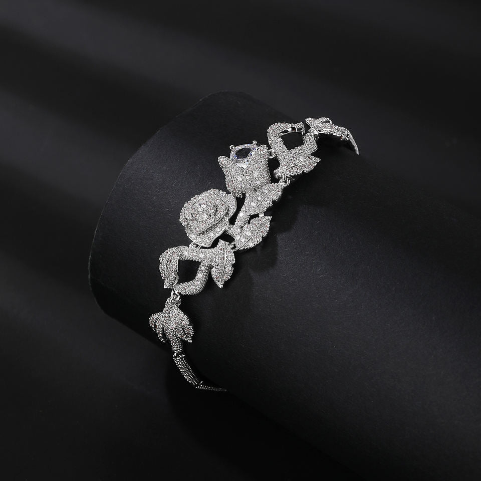 Gorgeous 4-color Cubic Zirconia Rose Bracelet with Classic Geometric Shape