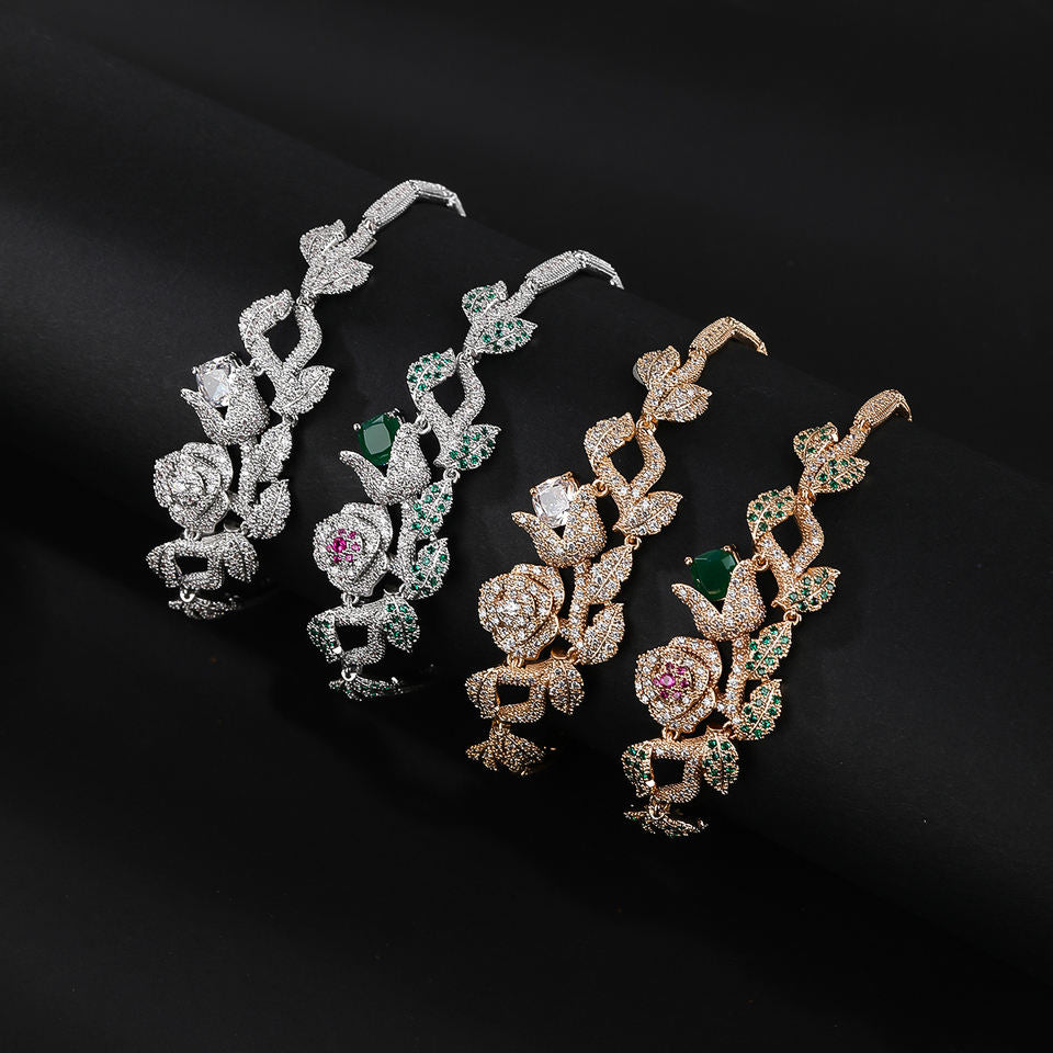 Gorgeous 4-color Cubic Zirconia Rose Bracelet with Classic Geometric Shape