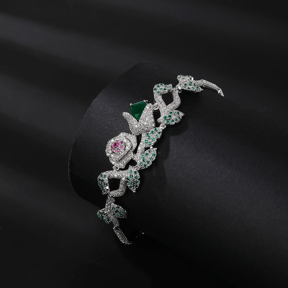 Gorgeous 4-color Cubic Zirconia Rose Bracelet with Classic Geometric Shape