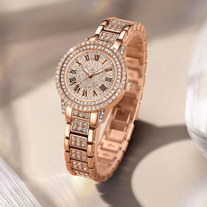 Luxury Full Crystal Diamond Watch Women's Fashion Gold Steel Band Watch