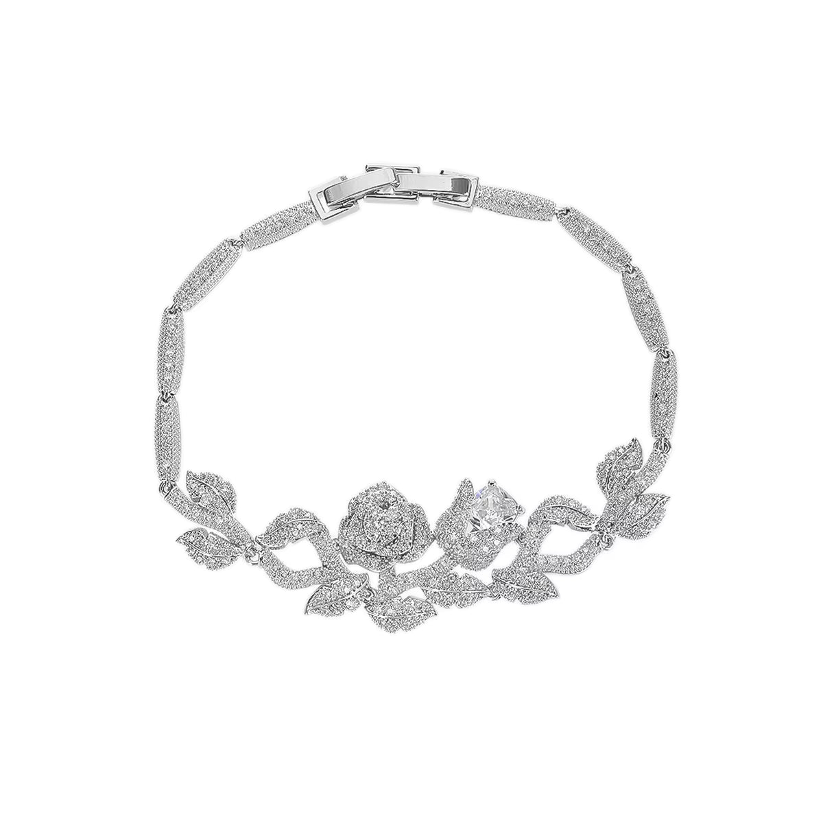 Gorgeous 4-color Cubic Zirconia Rose Bracelet with Classic Geometric Shape