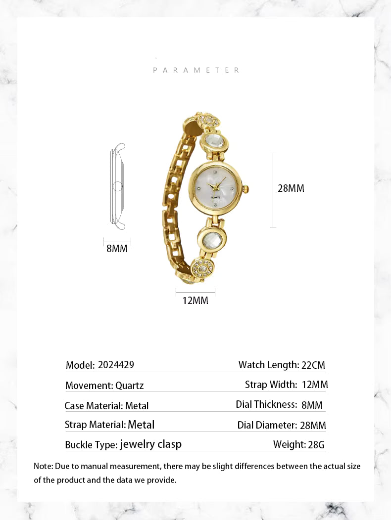 Fashionable colorful ladies' gold bracelet wrist diameter jewelry quartz watch for women